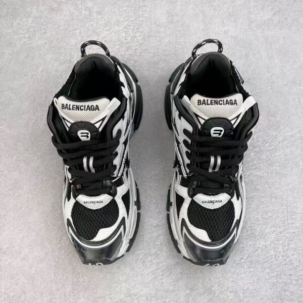 Men's Distressed Chunky Dad Shoes Y2K Deconstructed Retro Running Sneakers Black White