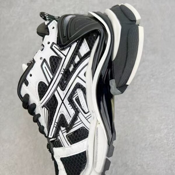 Men's Distressed Chunky Dad Shoes Y2K Deconstructed Retro Running Sneakers Black White