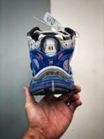 Retro Deconstructed Chunky Sneakers Blue Red Graffiti Print Mesh Platform Runners for Men