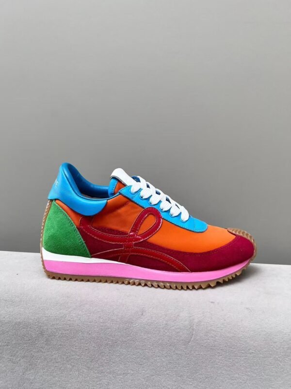 Men's 6cm Height Increasing Color Block Leather Sneakers Retro Runner