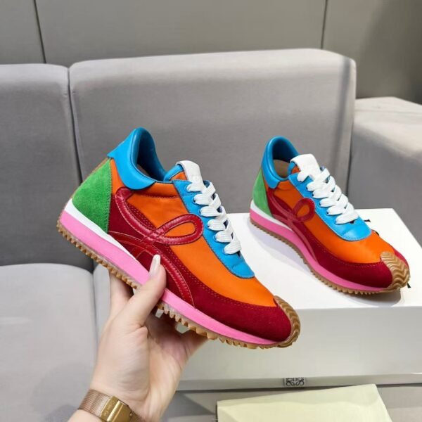 Men's 6cm Height Increasing Color Block Leather Sneakers Retro Runner