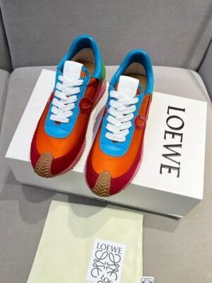 Men's 6cm Height Increasing Color Block Leather Sneakers Retro Runner