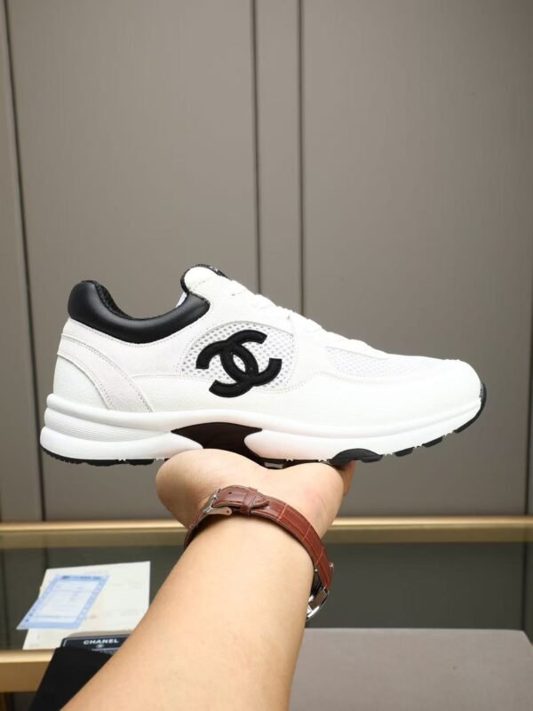 Unisex Black and White Chunky Sneakers - Breathable Mesh & Leather Low-Top Retro Running Shoes