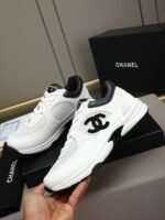 Unisex Black and White Chunky Sneakers - Breathable Mesh & Leather Low-Top Retro Running Shoes