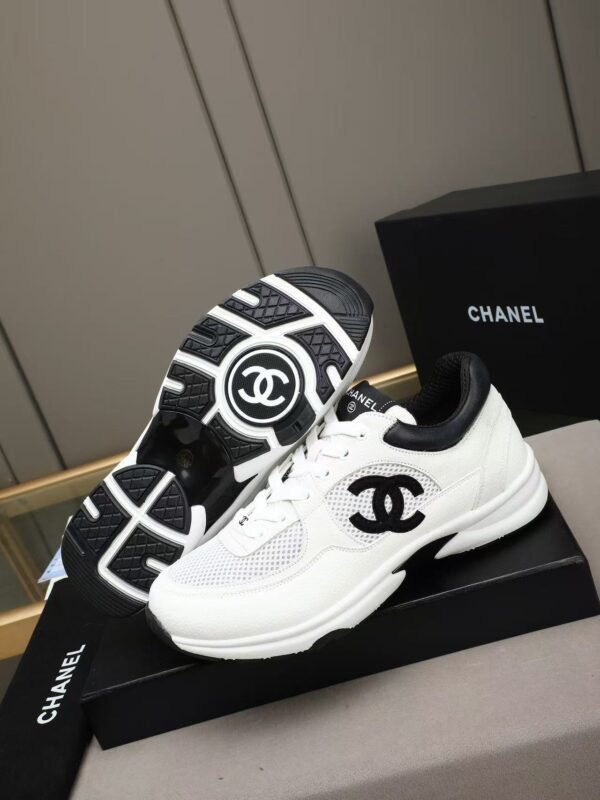Unisex Black and White Chunky Sneakers - Breathable Mesh & Leather Low-Top Retro Running Shoes