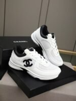 Unisex Black and White Chunky Sneakers - Breathable Mesh & Leather Low-Top Retro Running Shoes