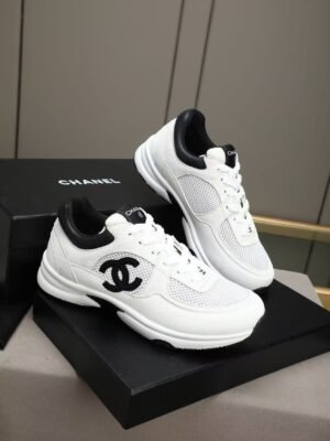 Unisex Black and White Chunky Sneakers - Breathable Mesh & Leather Low-Top Retro Running Shoes