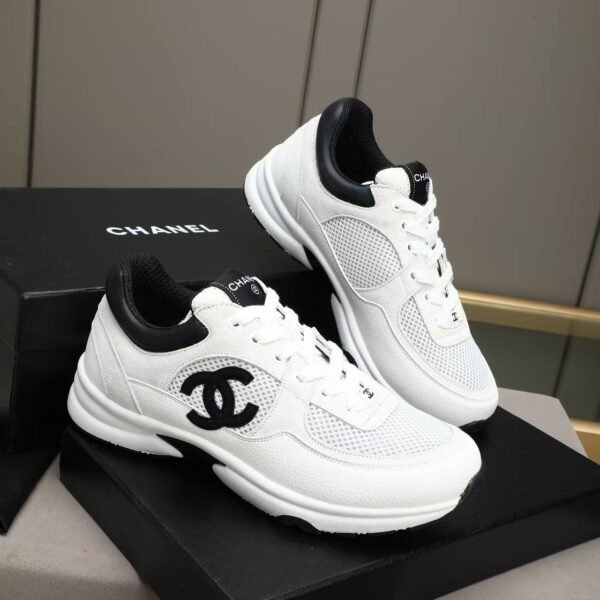 Unisex Black and White Chunky Sneakers - Breathable Mesh & Leather Low-Top Retro Running Shoes