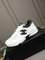Unisex Black and White Chunky Sneakers - Breathable Mesh & Leather Low-Top Retro Running Shoes