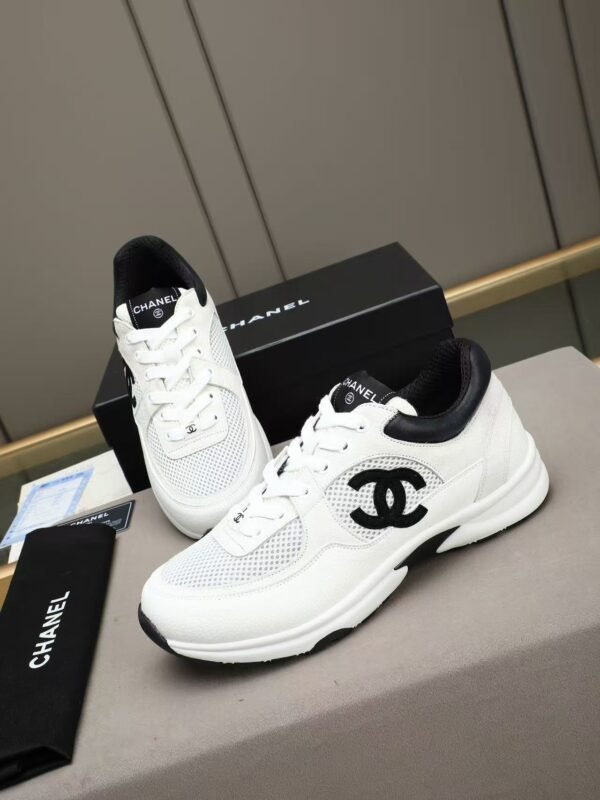 Unisex Black and White Chunky Sneakers - Breathable Mesh & Leather Low-Top Retro Running Shoes