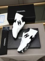 Unisex Black and White Chunky Sneakers - Breathable Mesh & Leather Low-Top Retro Running Shoes