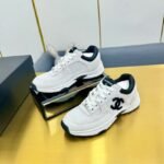 Womens Black and White Leather Sneakers - Breathable Lace Up Shoes