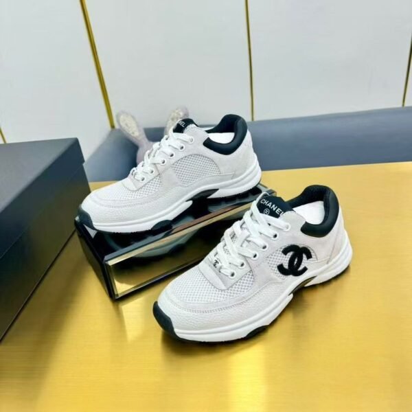 Womens Black and White Leather Sneakers - Breathable Lace Up Shoes