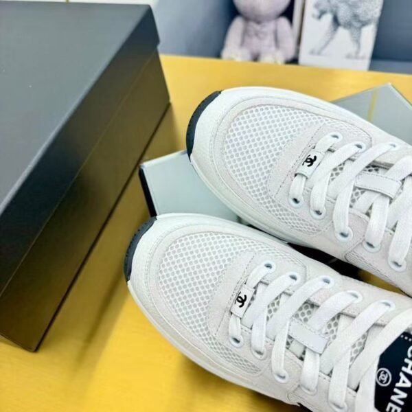 Womens Black and White Leather Sneakers - Breathable Lace Up Shoes
