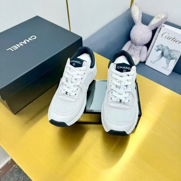 Womens Black and White Leather Sneakers - Breathable Lace Up Shoes