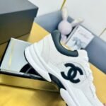 Womens Black and White Leather Sneakers - Breathable Lace Up Shoes