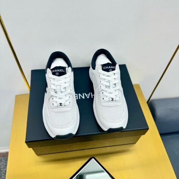 Womens Black and White Leather Sneakers - Breathable Lace Up Shoes