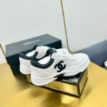 Womens Black and White Leather Sneakers - Breathable Lace Up Shoes