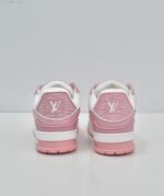 Pink and White Leather Retro Basketball Sneakers - Low Top Streetwear