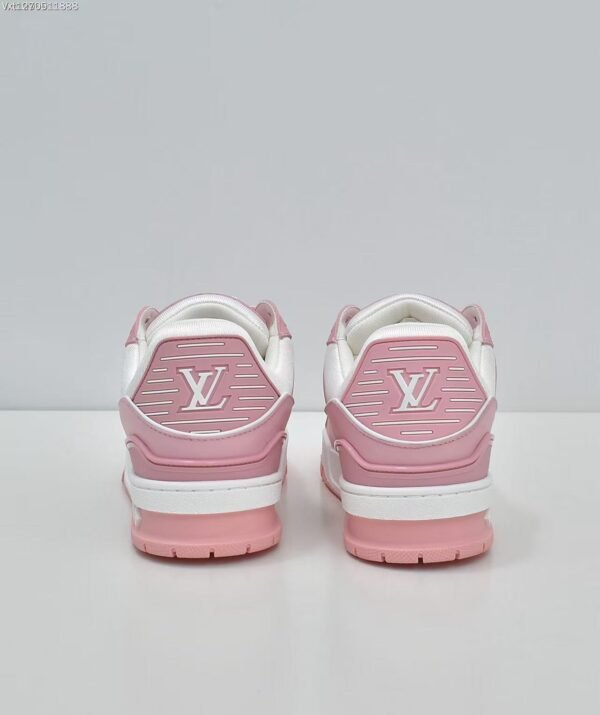 Pink and White Leather Retro Basketball Sneakers - Low Top Streetwear