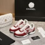 Retro Pink & Red Leather Chunky Sneakers - Genuine Calfskin Contrast Color Platform Trainers