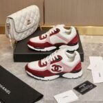 Retro Pink & Red Leather Chunky Sneakers - Genuine Calfskin Contrast Color Platform Trainers