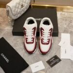 Retro Pink & Red Leather Chunky Sneakers - Genuine Calfskin Contrast Color Platform Trainers
