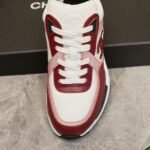 Retro Pink & Red Leather Chunky Sneakers - Genuine Calfskin Contrast Color Platform Trainers