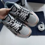 Unisex Reflective Mesh Leather Chunky Sneakers - Silver Grey & Ice Blue Retro Running Shoes