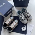 Unisex Reflective Mesh Leather Chunky Sneakers - Silver Grey & Ice Blue Retro Running Shoes