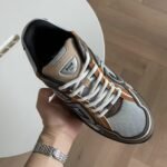 Unisex Reflective Mesh Leather Chunky Sneakers - Silver Grey & Ice Blue Retro Running Shoes
