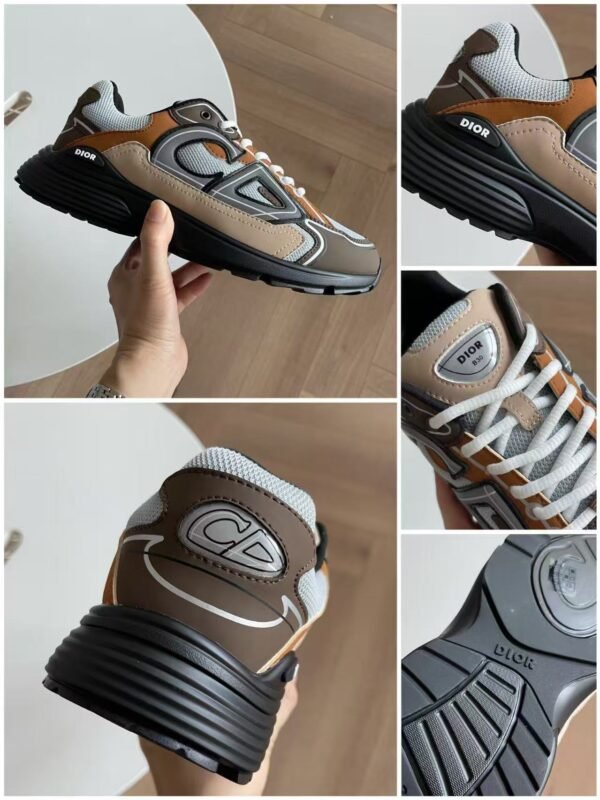 Unisex Reflective Mesh Leather Chunky Sneakers - Silver Grey & Ice Blue Retro Running Shoes