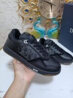 Unisex Leather Tennis Skate Sneakers with Embroidered Jacquard Panel & Hand-Finished Edges