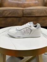 Unisex Leather Tennis Skate Sneakers with Embroidered Jacquard Panel & Hand-Finished Edges