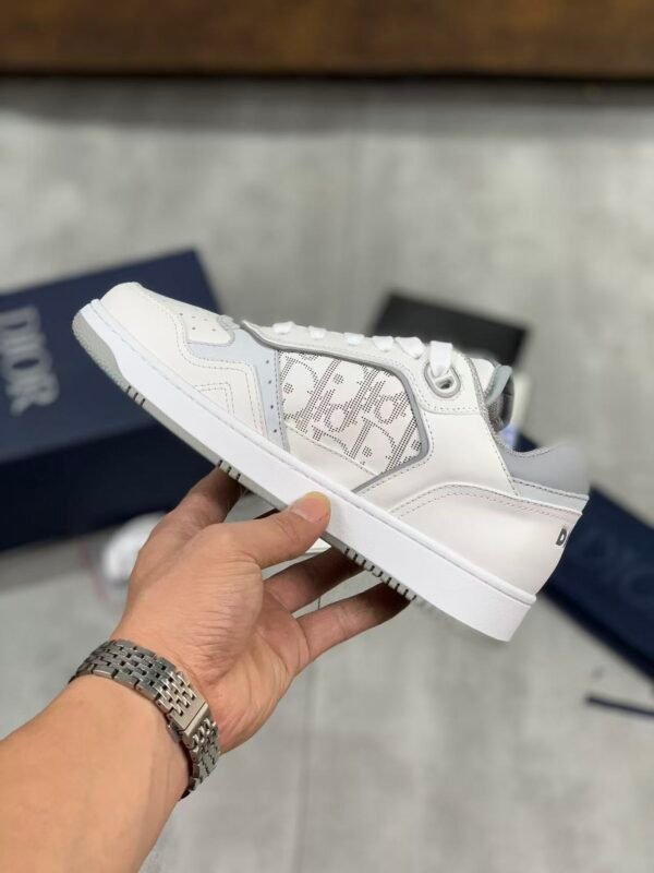 Unisex Leather Tennis Skate Sneakers with Embroidered Jacquard Panel & Hand-Finished Edges