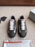 Men's Leather & Mesh Panel Low-Top Sneakers - Breathable Luxury Casual Walking Shoes