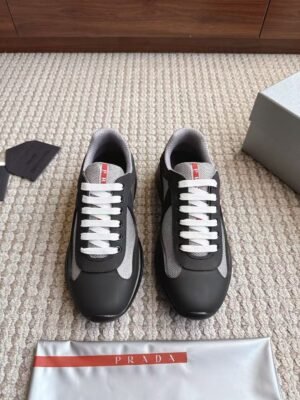 Men's Leather & Mesh Panel Low-Top Sneakers - Breathable Luxury Casual Walking Shoes