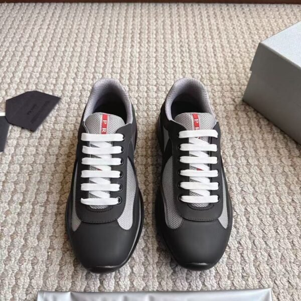 Men's Leather & Mesh Panel Low-Top Sneakers - Breathable Luxury Casual Walking Shoes