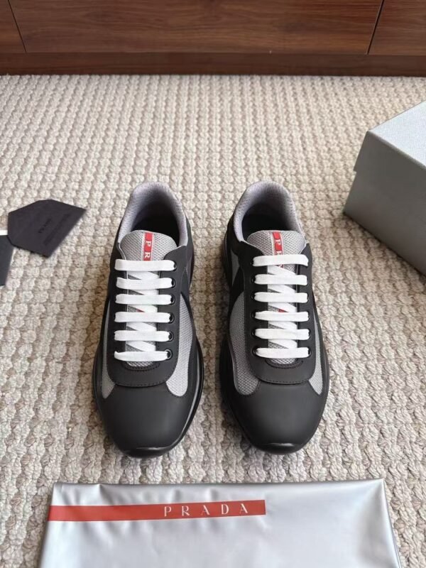 Men's Leather & Mesh Panel Low-Top Sneakers - Breathable Luxury Casual Walking Shoes