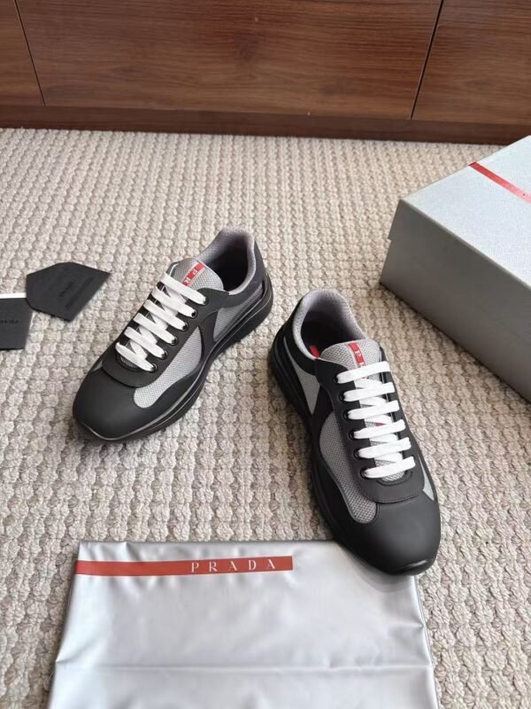 Men's Leather & Mesh Panel Low-Top Sneakers - Breathable Luxury Casual Walking Shoes