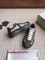 Men's Leather & Mesh Panel Low-Top Sneakers - Breathable Luxury Casual Walking Shoes