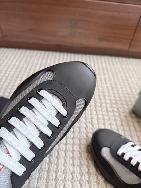 Men's Leather & Mesh Panel Low-Top Sneakers - Breathable Luxury Casual Walking Shoes