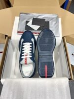 Men's Leather & Mesh Panel Low-Top Sneakers - Breathable Luxury Casual Walking Shoes