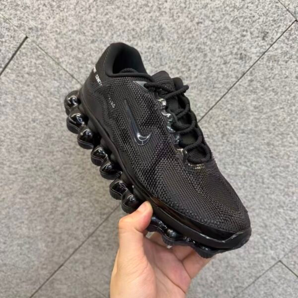 Unisex Triple Black Air Cushion Running Shoes – Breathable Mesh Athletic Sneakers