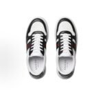 Unisex Vintage Leather Chunky Platform Sneakers - Retro Thick Sole White Casual Shoes with Iconic Web Stripe (4cm Height Boost)