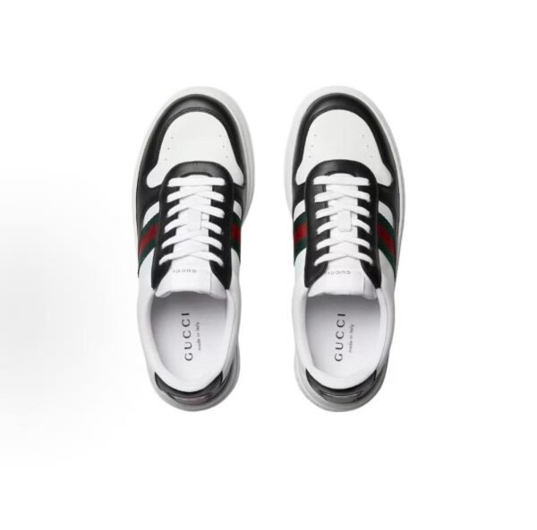 Unisex Vintage Leather Chunky Platform Sneakers - Retro Thick Sole White Casual Shoes with Iconic Web Stripe (4cm Height Boost)