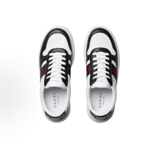 Unisex Vintage Leather Chunky Platform Sneakers - Retro Thick Sole White Casual Shoes with Iconic Web Stripe (4cm Height Boost)