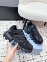 Men's Futuristic Chunky Platform Sneakers - All Black Thick Sole Breathable Streetwear Shoes