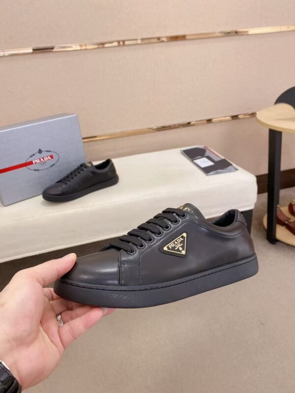 Men's Classic Black Leather Sneakers with White Sole - Lightweight Cushion Air Sole Casual Shoes for Everyday Wear