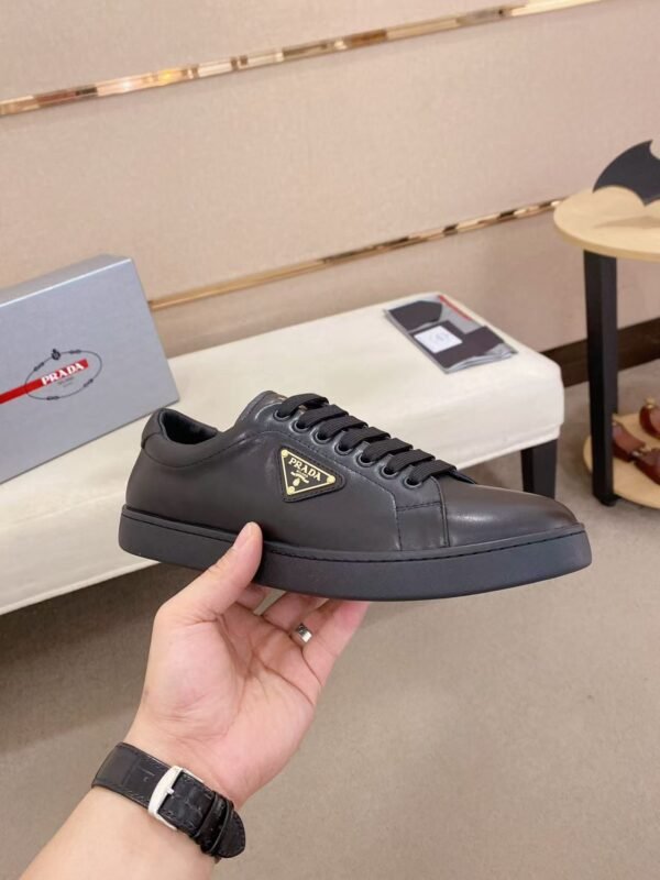 Men's Classic Black Leather Sneakers with White Sole - Lightweight Cushion Air Sole Casual Shoes for Everyday Wear